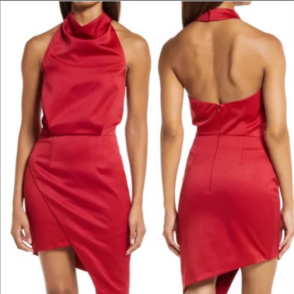 NWT Elliatt Camo Satin Mini Dress in Red
